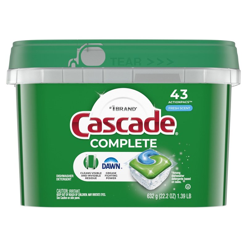 Cascade 06070 Dishwasher Detergent Pod 43 Count Pouch Liquid Fresh