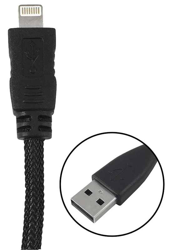 Zenith PM1006U8BB Lightning Cable, Lightning 8-Pin, USB, Black, 6 ft L