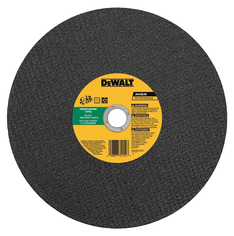 DEWALT DW8025 Cutting Wheel, 14 in Dia, 1/8 in Thick, 20 in Arbor, 24 Grit, Coarse, Silicone Carbide Abrasive