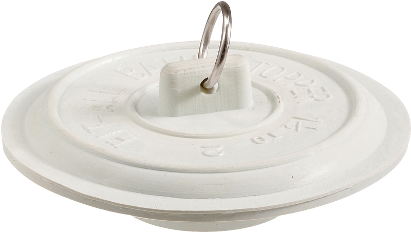 Plumb Pak PP22004 Tub Stopper with Plated Ring, Rubber, White, For: All Laundry and Bathtubs with 1-1/2 to 2 in Drain