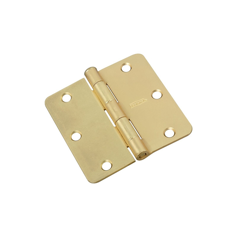 National Hardware N830-333 Door Hinge, Steel, Satin Brass, Non-Rising, Removable Pin, Full-Mortise Mounting, 50 lb