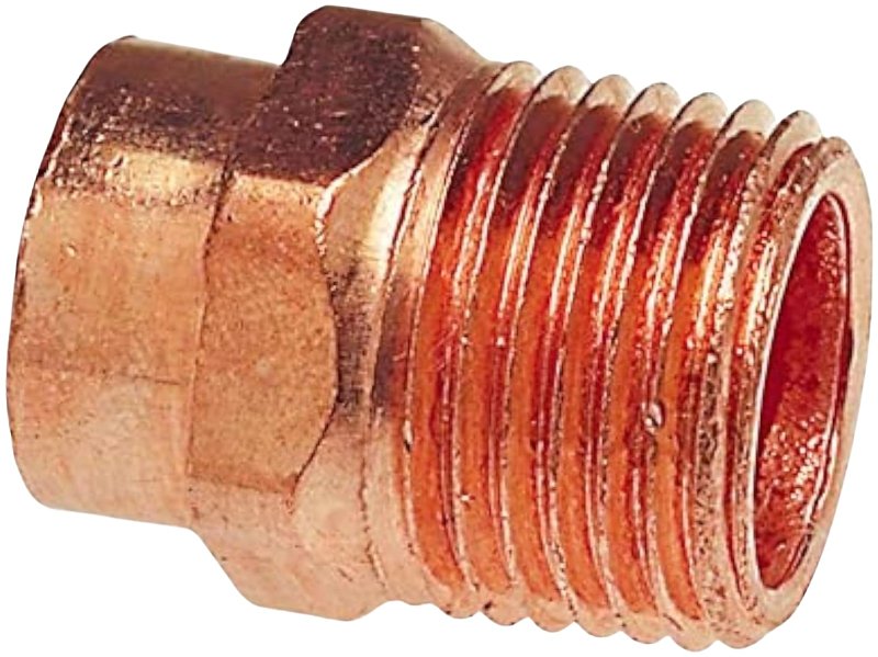 NIBCO W01200J Pipe Adapter, 1/2 in, Sweat x MPT, Copper, 722 psi Pressure