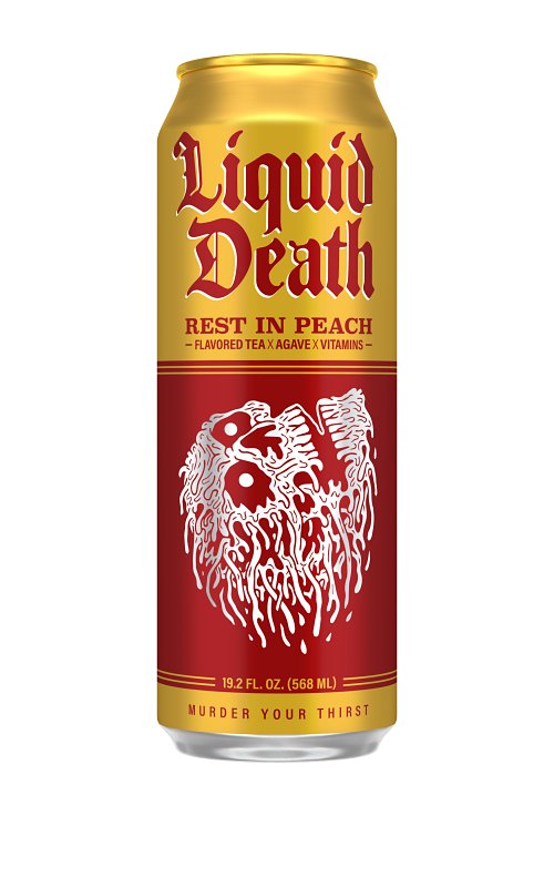 Liquid Death 1700611 Iced Tea, Rest in Peach, 19.2 oz Can, Pack of 12