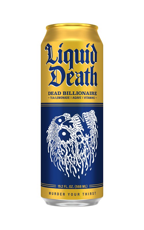 Liquid Death 1700635 Iced Tea, Dead Billionaire, 19.2 oz Can, Pack of 12