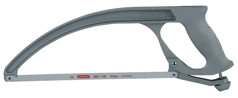 STANLEY 20-001K High-Tension Low-Profile Hacksaw, 12 in L Blade, Carbon Steel Blade, 4 in D Throat, Aluminum Frame