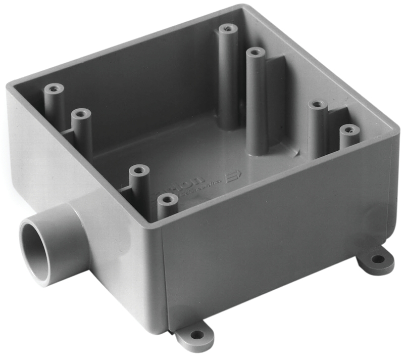 Carlon E9802E-CTN Electrical Junction Box, 2-Gang, 3/4 in Knockout, PVC, Gray