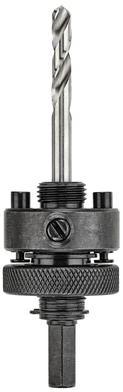 DEWALT DAH9383PBM Hole Saw Arbor, 5/8-18 Thread, 3/8 in Shank, 1-1/4 to 6 in Dia Bit, Hex Shank