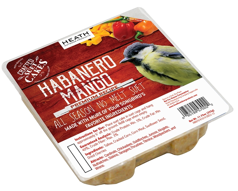 Heath DDC8-12 Cracked Corn Wild Bird Food, 11.75 oz, Suet Cake, Mango Habanero