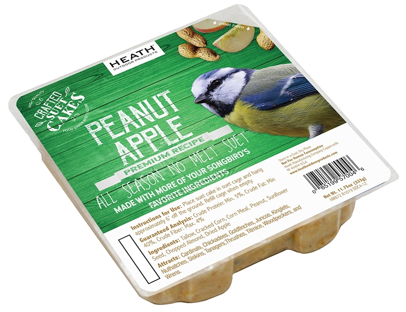 Heath DDC4-12 Cracked Corn Crafted Suet Cake, 11.75 oz, Peanut Apple