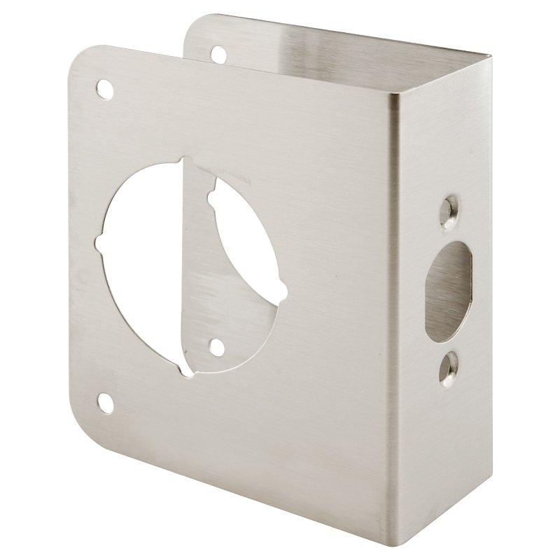 Prime-Line U 9590 Lock and Door Reinforcer, 2-3/8 in Backset, 1-3/4 in Thick Door, Brass, Stainless Steel, 4-1/2 in H