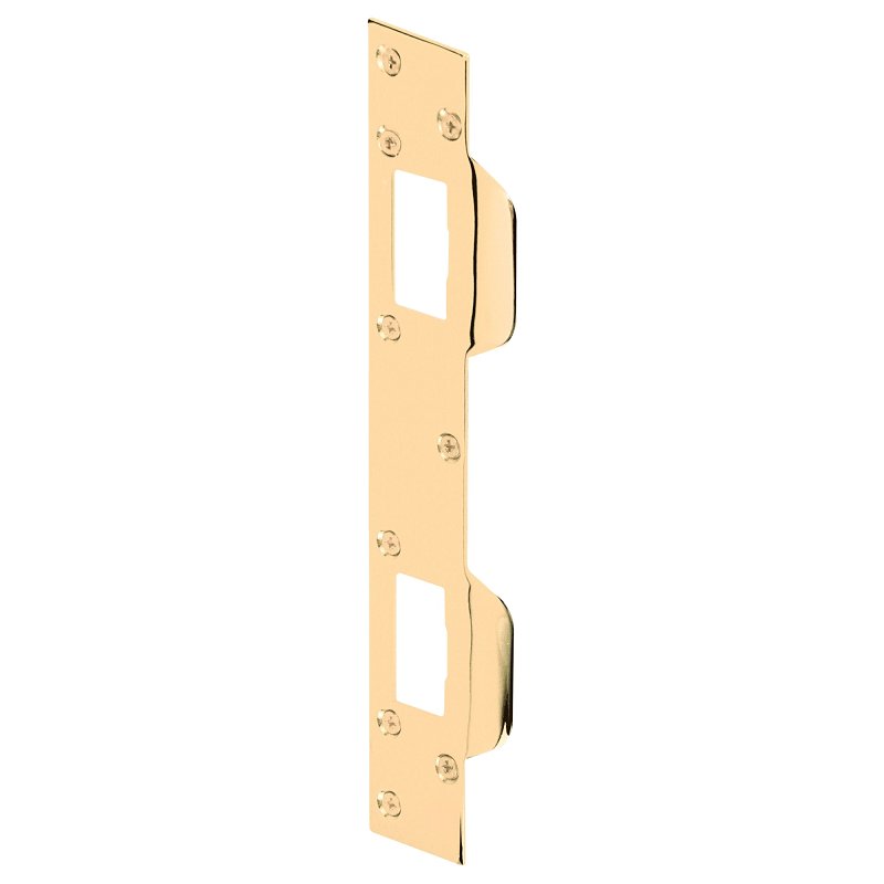 Defender Security U 9480 Combination Door Strike Plate, 11 in L, 1-5/8 in W, Steel, Brass