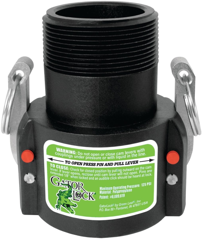 Green Leaf B Series GLP150B Cam Lever Coupling, 1-1/2 in, Female x MNPT, Glass Filled Polypropylene