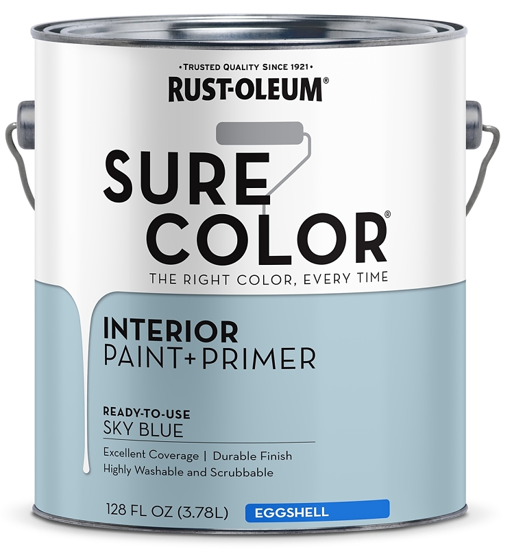 Rust-Oleum Sure Color 380225 Interior Wall Paint, Eggshell Sheen, Sky Blue, 1 gal, Can, 400 sq-ft Coverage Area, Pack of 2