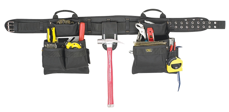 CLC TOOL WORKS 5608 4-Piece Carpenter's Combo Tool Belt, 29 to 46 in Waist, Polyester, Black, 17-Pocket