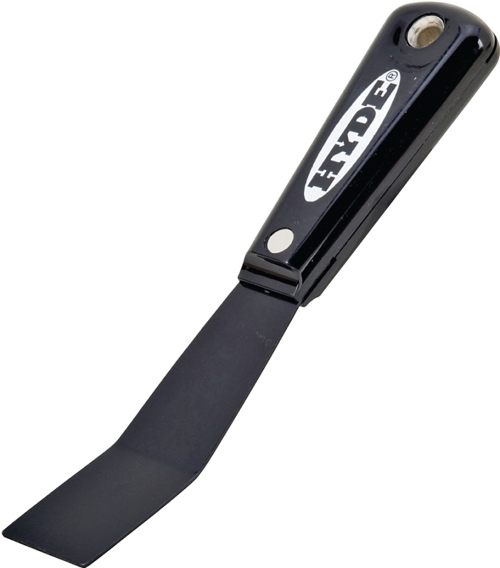 Hyde Black & Silver 02070 Scraper, 1-1/4 in W Blade, HCS Blade, Nylon Handle, Tapered Handle, 7-5/8 in OAL