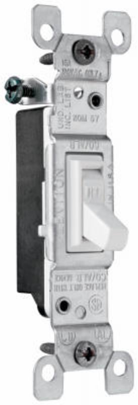 Legrand TradeMaster Series 660WGCACC20 Toggle Switch, 15 A, 120 VAC, Back Wire, Side Wire Terminal, White