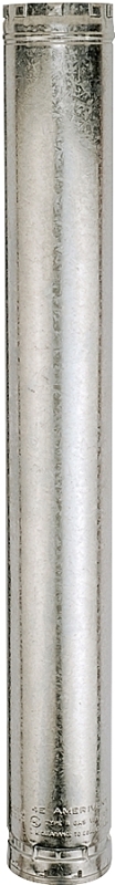 AmeriVent 3E24 Type B Gas Vent Pipe, 3-1/2 in OD, 24 in L, Aluminum/Steel, Galvanized, Pack of 6