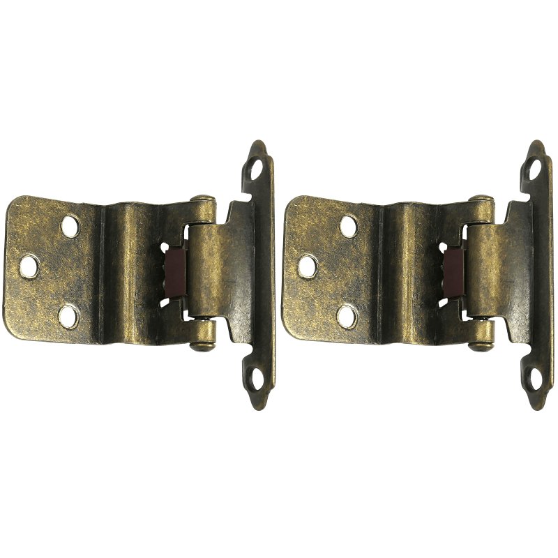 Laurey 28605 Cabinet Hinge, 110 deg Hinge Opening, 3/8 in Inset, Self Close, Antique Brass