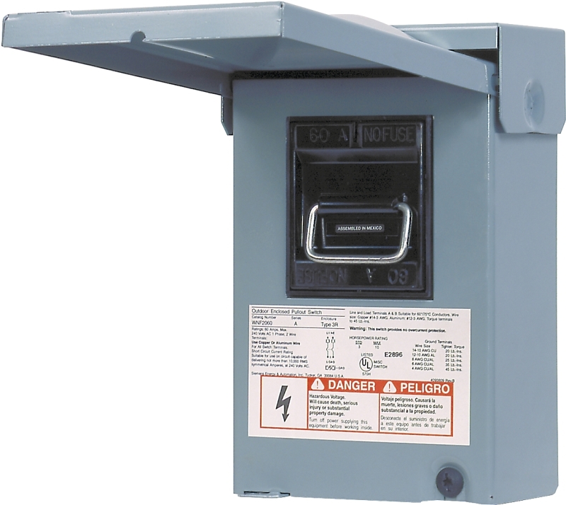 Siemens WN2060U Disconnect Switch, Air Conditioning, Non-Fused, 2-7/32 in L, 60 A, 240 V
