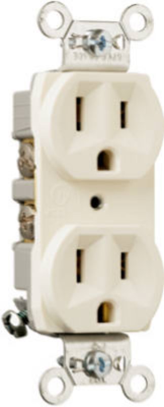 Legrand CRB5262LA Duplex Receptacle, Nylon/Thermoplastic, Light Almond, 2-Pole, 15 A, 125 V, Back, Side Wiring