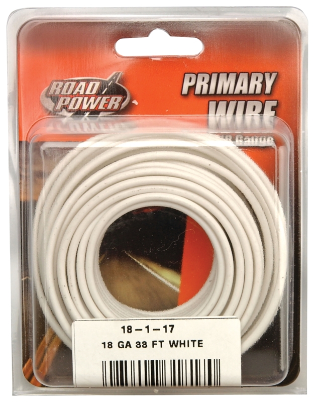 Road Power 55667233/18-1-17 Electrical Wire, 18 AWG Wire, 1-Conductor, 25/60 VAC/VDC, Copper Conductor, White Sheath