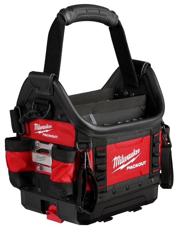 Milwaukee PACKOUT 48-22-8311 Structured Tote, 9-3/4 in W, 15 in D, 19 in H, 35-Pocket, Polyester, Red