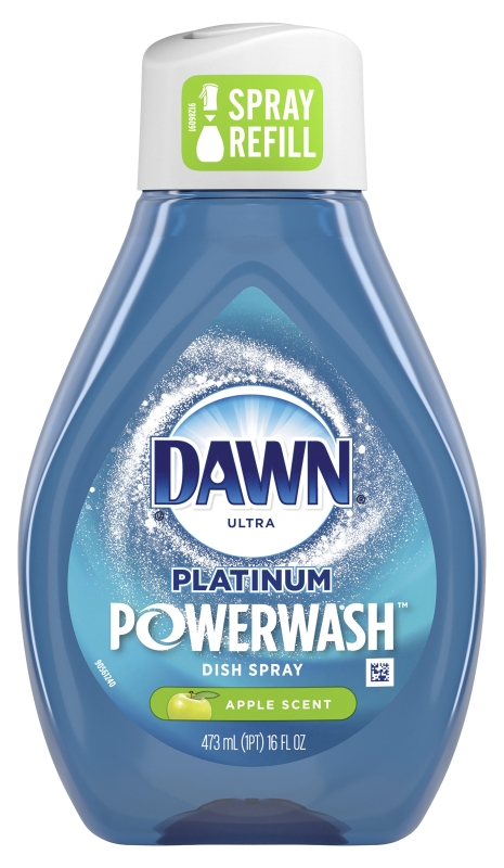 Dawn Platinum Plus Powerwash 52367 Dish Soap Spray Refill, 16 oz, Liquid, Apple, Colorless