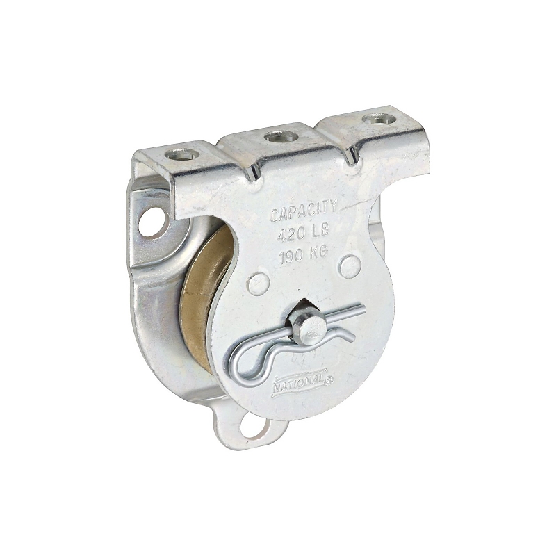 National Hardware N233-247 Pulley, 0.39 in Rope, 420 lb Working Load, 1-1/2 in Dia Sheave, Zinc-Plated