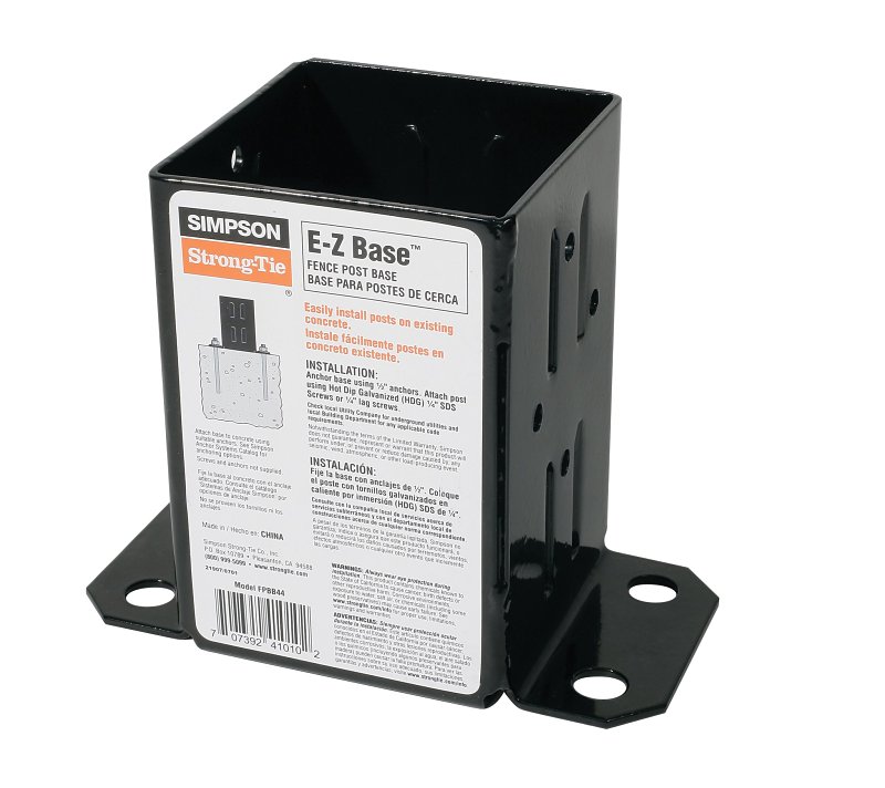 Simpson Strong-Tie E-Z Base FPBB44 Post Base, 4 x 4 in Post, 12 ga Gauge, Steel, Black, Powder-Coated