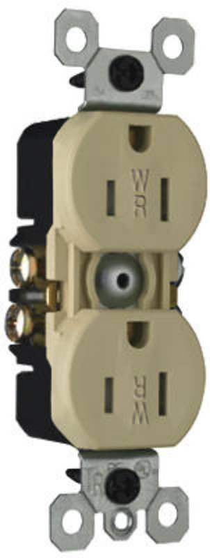 Legrand TradeMaster Series 3232TRWRICC8 Duplex Receptacle, Thermoplastic, Ivory, 2-Pole, 15 A, 125 V