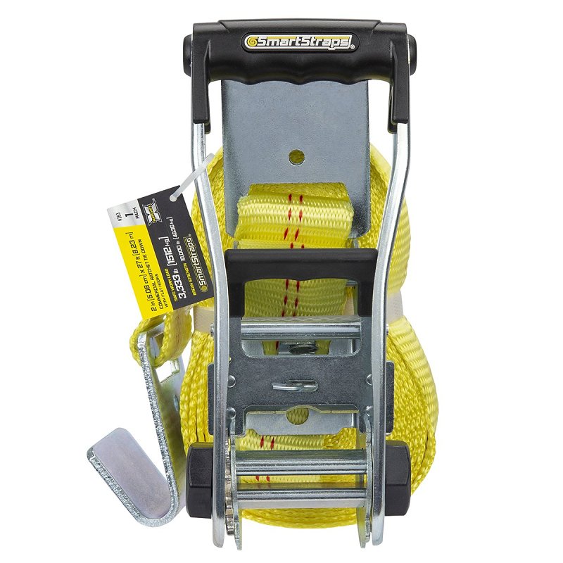 SmartStrap Rachet X Series 263 Stamped Rail Tie-Down, 2 in W, 27 ft L, Polyester/Steel, Yellow, 3333 lb
