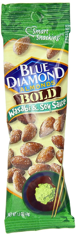 Blue Diamond BOLD Series 5230 Almonds Soy Sauce Wasabi Flavor 15 oz Tube Pack of 12