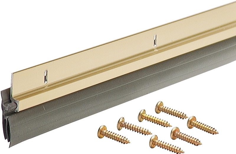 M-D 05702 Door Sweep, 36 in L, 1/4 in W, Aluminum Flange, Vinyl Insert