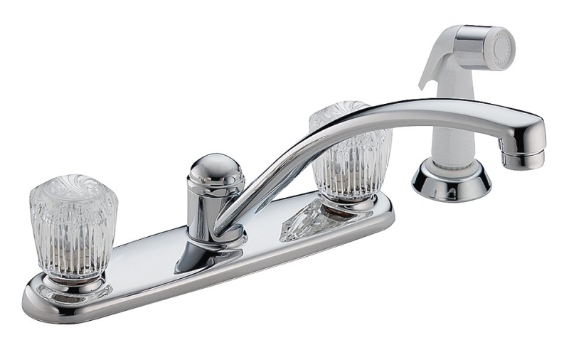 Delta Classic Series 2402LF Kitchen Faucet with Side Sprayer, 1.8 gpm, 2-Faucet Handle, 4-Faucet Hole, Brass, Yes