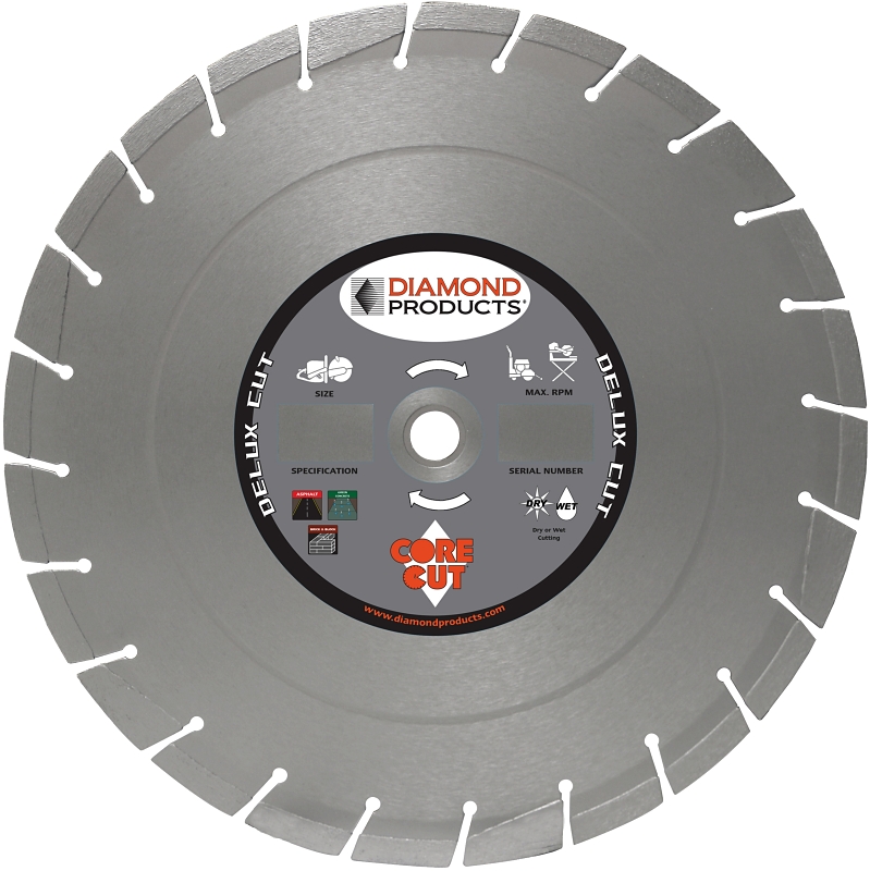 Diamond Products 50537 Blade, 14 in Dia, 1 in Arbor, Diamond Cutting Edge, Sintered Rim