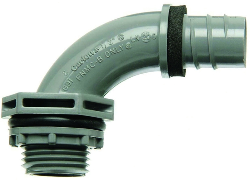 Carlon LN20FA-CAR Liquidtight Connector, 1 in NPT, 1.99 in Dia, 2.58 in L, PVC, Gray