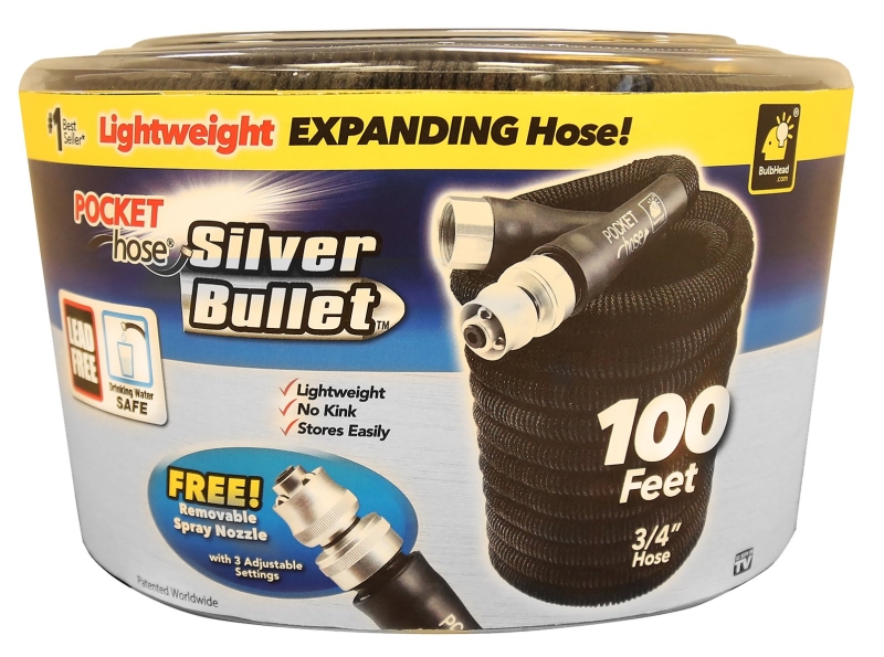 POCKET hose 17845-6 Medium-Duty Expandable Flexible Garden Hose, 3/4 in, 100 ft L, Plastic, Black