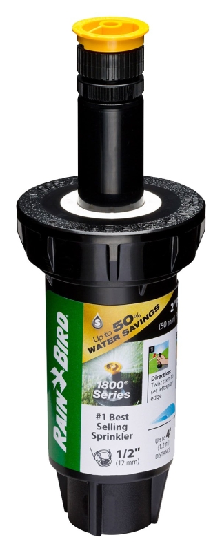 Rain Bird 1800 Series 1802AP4PRS Pressure Regulating Pop-Up Sprinkler, 1/2 in Connection, FNPT, 2 in H Pop-Up, 3 to 4 ft