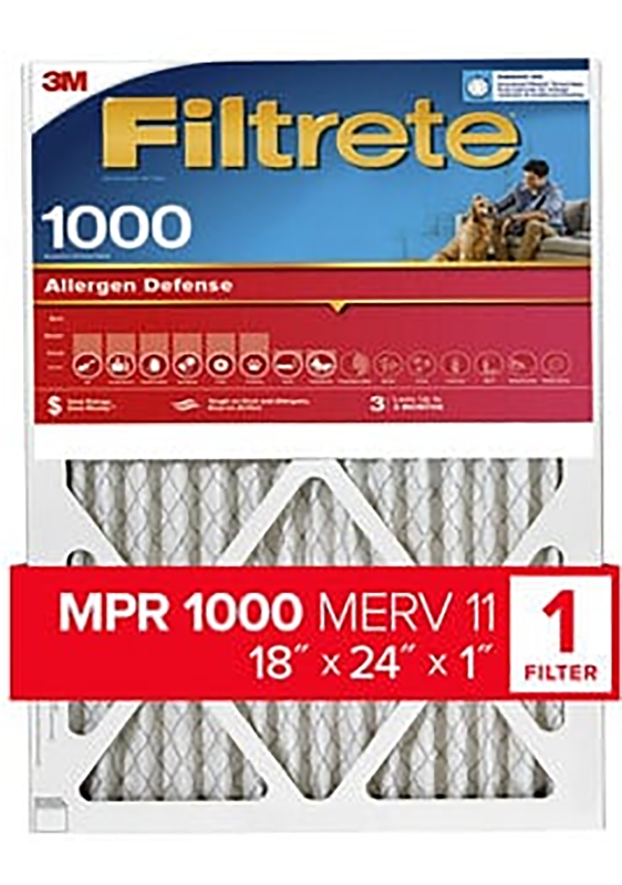 Filtrete 9821-4 Air Filter, 24 in L, 18 in W, 11 MERV, 1000 um MPR, Polypropylene Frame, Pack of 4