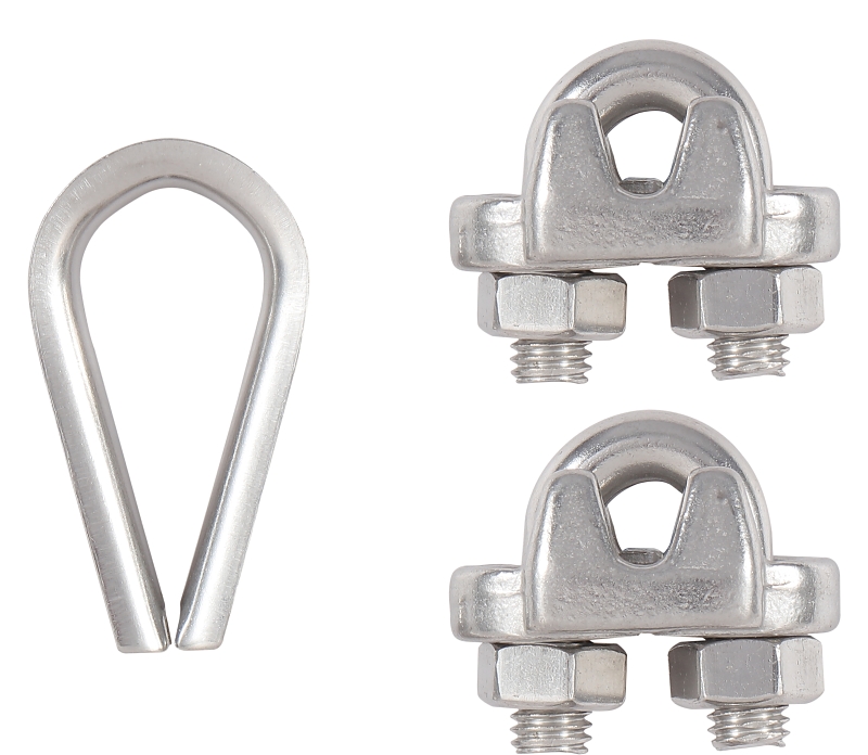 National Hardware N100-345 Cable Clamp Kit, 1/4 in Dia Cable, 1-1/4 in L, Stainless Steel