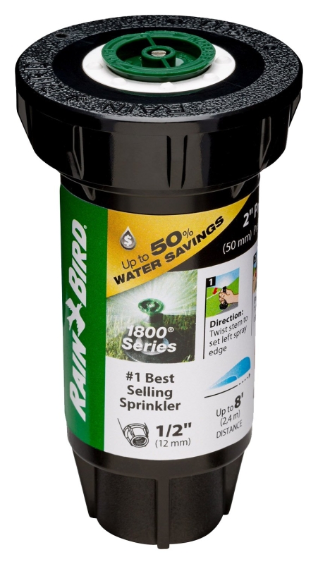 Rain Bird 1800 Series 1802AP8PRS Pressure Regulating Pop-Up Sprinkler, 1/2 in Connection, FNPT, 2 in H Pop-Up, 6 to 8 ft