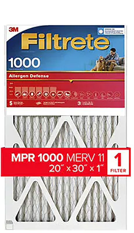 Filtrete 9822-4 Air Filter, 30 in L, 20 in W, 11 MERV, 1000 um MPR, Polypropylene Frame, Pack of 4