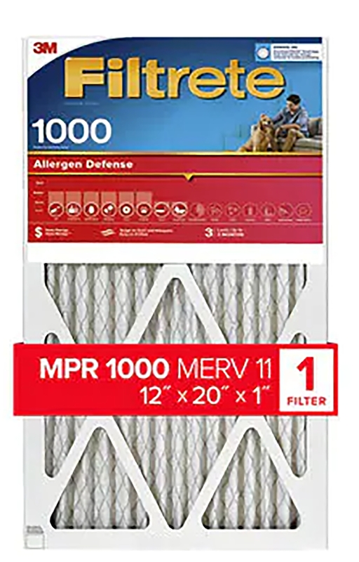 Filtrete 9819-4 Air Filter, 20 in L, 12 in W, 11 MERV, 1000 um MPR, Polypropylene Frame, Pack of 4