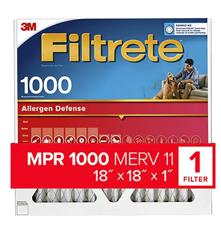 Filtrete 9817-4 Air Filter, 18 in L, 18 in W, 11 MERV, 1000 um MPR, Polypropylene Frame, Pack of 4