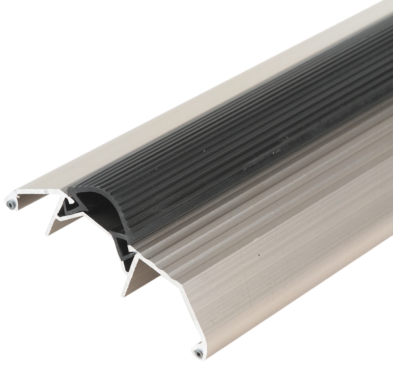 M-D 49006 High-Profile Threshold, 36 in L, 3-3/4 in W, Aluminum, Satin Nickel