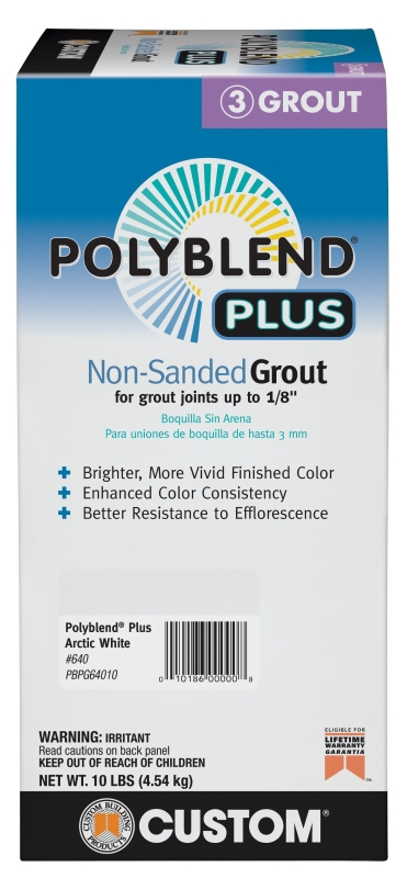 Custom Polyblend Plus PBPG64010 Non-Sanded Grout, Arctic White, 10 lb Box