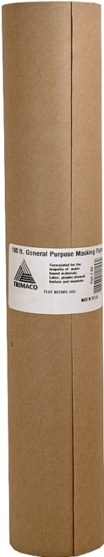 Trimaco 12915 Masking Paper, 180 ft L, 15 in W, Paper Backing, Brown
