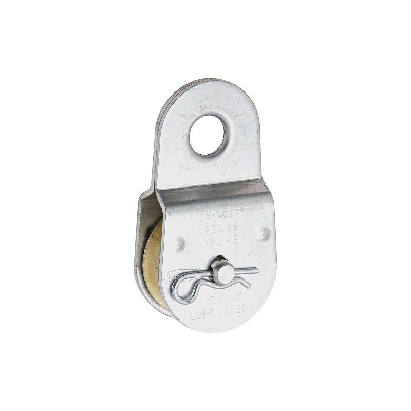 National Hardware N195-800 Pulley, 0.39 in Rope, 420 lb Working Load, 1-1/2 in Dia Sheave, Fixed Single Attachment