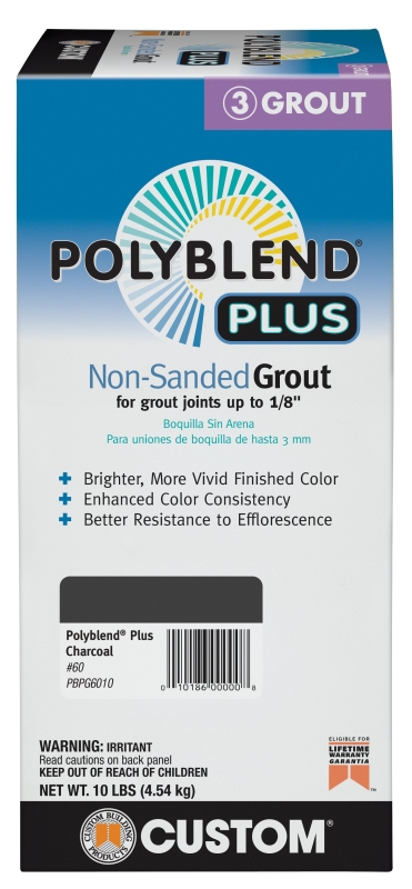Custom Polyblend Plus PBPG6010 Non-Sanded Grout, Charcoal, 10 lb Box