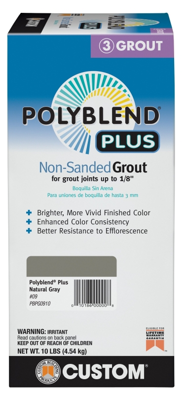 Custom Polyblend Plus PBPG0910 Non-Sanded Grout, Natural Gray, 10 lb Box
